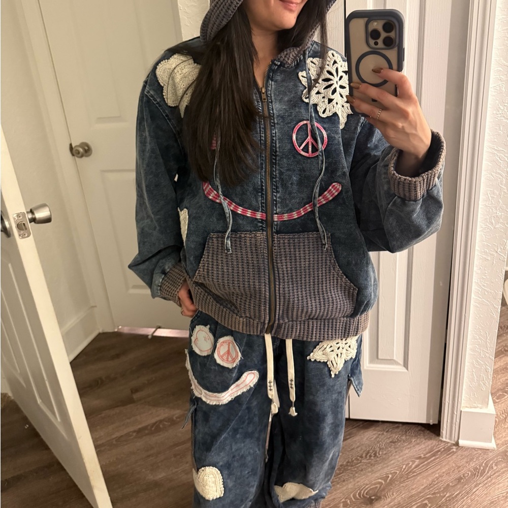 Pol Denim Patchwork Jacket And Pants Set - image 5